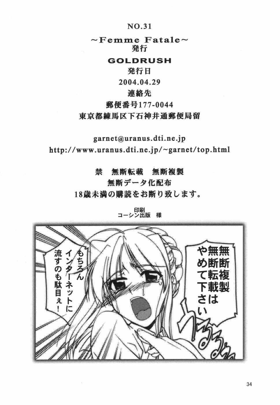 (CR35) [GOLD RUSH (Suzuki Address)] ~Femme Fatale~ (Fate/stay night) [English] [SaHa] 31