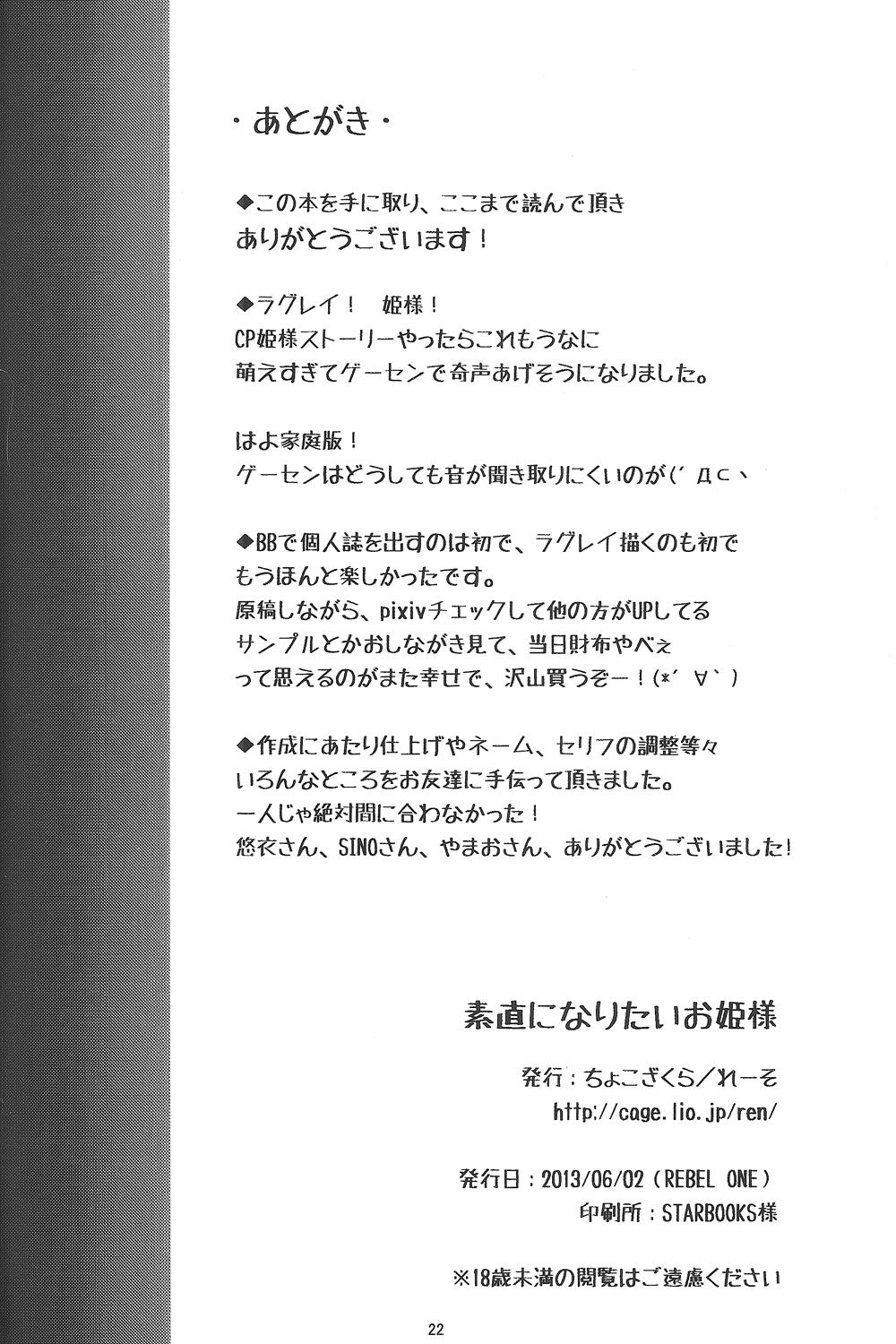 Hardon Sunao ni Naritai Ohime-sama - Blazblue Panocha - Page 21